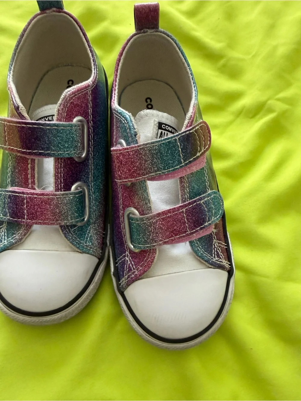 Converse Kids Glitter Rainbow Velcro Sneakers - Pink, Blue, Green, Purple